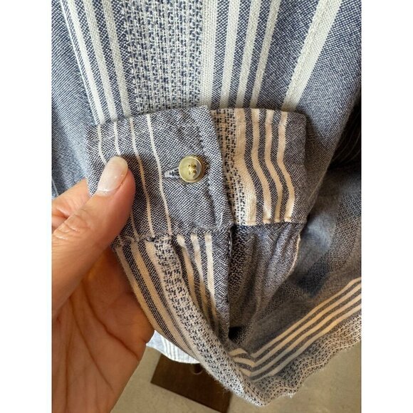 Anthropologie Maeve Shirt Women Small Blue Chatham Striped Button Down Blouse - Picture 9 of 10
